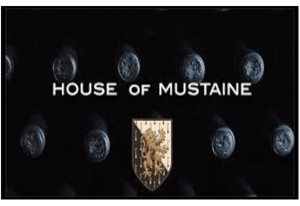 Logo of House of Mustaine with skulls and a shield.