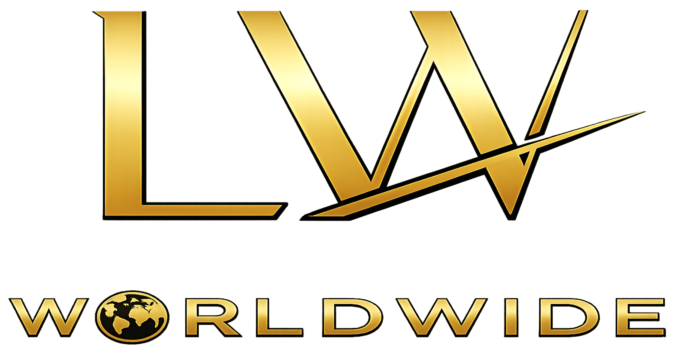 Gold and black stylized logo with letters 'W' and text 'WORLDW'.